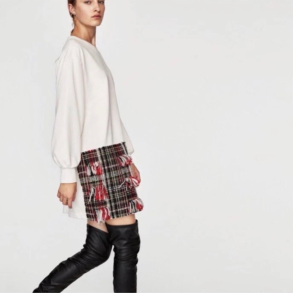 Zara Long Sleeve Tweed Dress - Picture 2 of 7